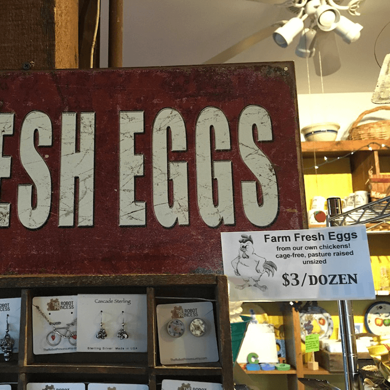 The Hungry Chicken Country Store Farm Fresh Eggs.