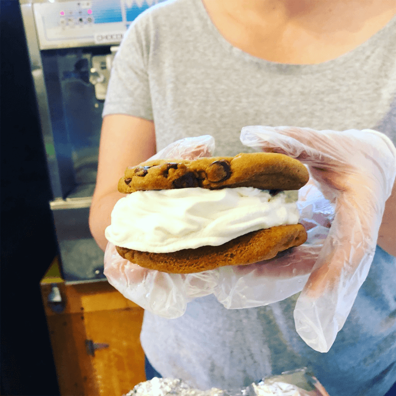 The Hungry Chicken Country Store Ice Cream Cookie Sandwich.